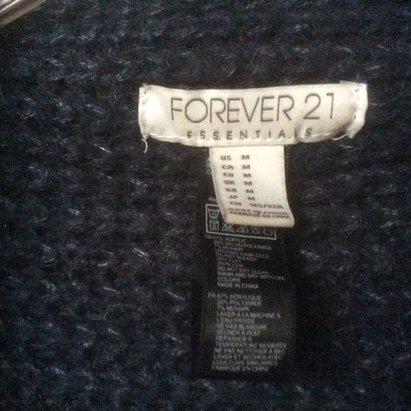 Forever 21 Blue Open Front Mohair Blend Classic Cardigan Medium - Picture 2 of 4